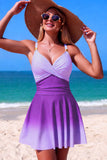 Ombre Wrap Top & Flared Skirt Two-Piece Set - Swimwear from Cindelily