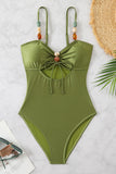 Glossy Fabric Beading One Piece Swimwear - Swimwear from Cindelily