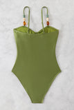 Glossy Fabric Beading One Piece Swimwear - Swimwear from Cindelily