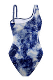 Navy Tie-Dye Wrap One-Piece Swimsuit - Swimwear from Cindelily