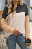 Textured Color Block Crew Neck T-shirt Beige - T-Shirts & Tunics from Cindelily