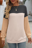 Textured Color Block Crew Neck T-shirt - T-Shirts & Tunics from Cindelily