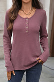 Waffle Button Up Henley T-shirt - T-Shirts & Tunics from Cindelily