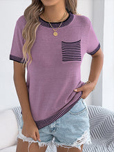 Two-tone Striped Pocket Knitted Top