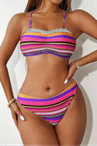 Striped Tassel Kimono Bikini & Shorts 4-Piece Set - Swimwear from Cindelily