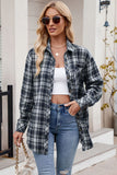 Plaid Button Down Flannel Top Navy blue - Blouses & Shirts from Cindelily