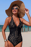 Laser-Cut Deep V Tummy-Control One Piece Bathing Suit - Swimwear from Cindelily