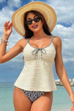 Cream & Leopard Print 2-Piece Tankini Set - Swimwear from Cindelily