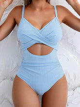 Stripe Cutout Tummy Control One Piece Swimsuit
