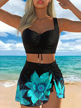 Floral Print Drawstring Side Tie Bikini Set