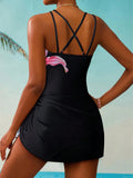 Lily Print Side Tie One Piece Swimwear