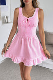 Pink Gingham Lace Trim Cami Mini Dress - Dresses from Cindelily