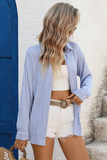 Textured Oversized Button-Down Shirt - Tops from Cindelily