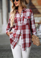 Retro Plaid Long Sleeve Flannel Top