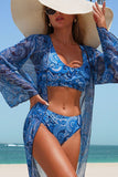 Boho Paisley Print 3-Piece Swim Set - Swimwear from Cindelily
