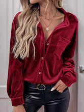 Velvet Button Up Oversized Shirt