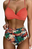 Vintage High Waisted Bikini Sets Orange & Floral - Swimwear from Cindelily