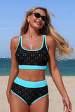 Black & Turquoise Textured Bikini Set Blue - Swimwear from Cindelily