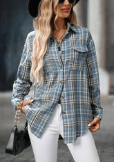 Retro Plaid Button Down Flannel Shirt