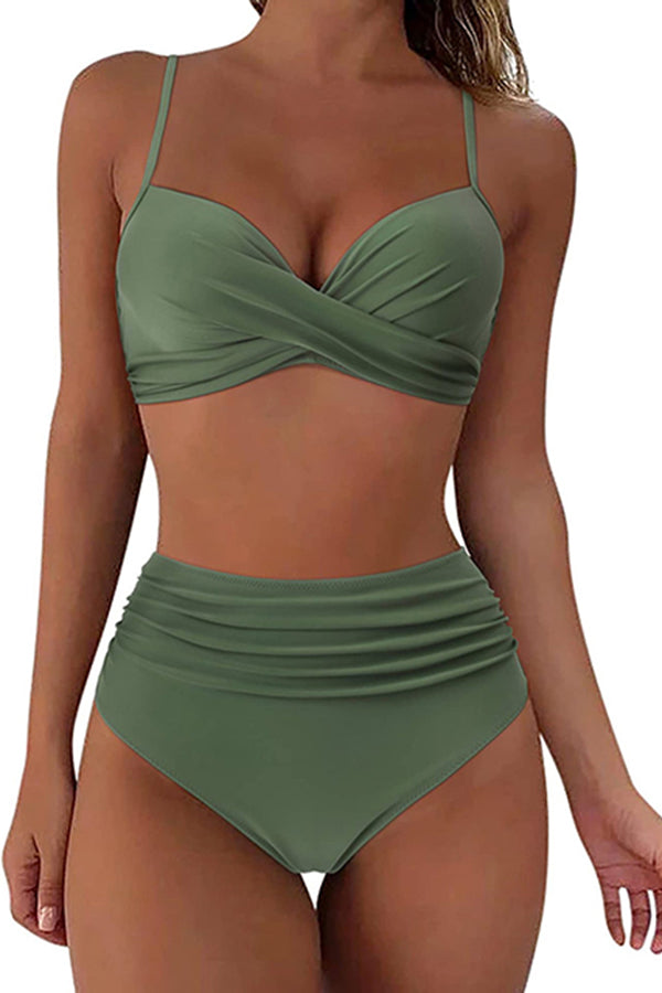 Vintage High Waisted Bikini Sets Green - Swimwear from Cindelily
