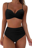 Vintage High Waisted Bikini Sets Black - Swimwear from Cindelily