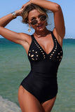 One-Piece Swimsuit with Laser-Cut Floral Cutouts - Swimwear from Cindelily