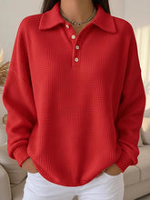 Waffle Knit Long Sleeve Polo Shirt