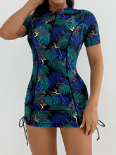 Tropical Print Short Sleeve Surf Suit Set