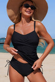 Black Twist-Front Tankini Set Black - Swimwear from Cindelily