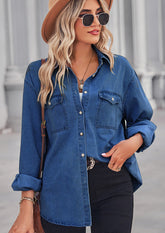 Button Up Washed Denim Casual Shirt