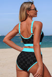 Black & Turquoise Textured Bikini Set - Swimwear from Cindelily