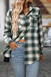 Retro Plaid Long Sleeve Flannel Top Green - Blouses & Shirts from Cindelily