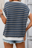Two-tone Striped Knitted Top - T-Shirts & Tunics from Cindelily