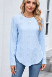 Textured Button Detail Crew Neck Casual T-shirt - T-Shirts & Tunics from Cindelily