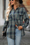 Classic Plaid Button Down Flannel Top Green - Blouses & Shirts from Cindelily