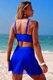 Twist-Front Crop Top & Sheer Mesh Skirt Two-Piece Set - Swimwear from Cindelily