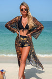 Vintage Print Halter Bikini Shorts & Cover-up 3-Piece Set - Swimwear from Cindelily