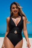 Plunge One-Piece Swimsuit & Cover-Up 3-Piece Set - Swimwear from Cindelily