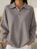 Waffle Knit Long Sleeve Polo Shirt