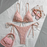 Textured Triangle 2-Piece Bikini Set - Swimwear from Cindelily
