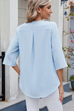 Chiffon Half-Sleeve V-Neck Ruffle Blouse - Blouses & Shirts from Cindelily