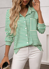 Textured Striped Button Up Casual Shirt