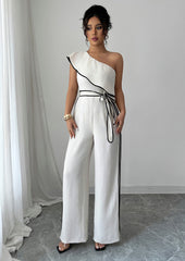 Ruffled One Shoulder Jumpsuit with Belt