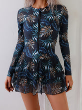 Tropical Print Zip-up Layered Surf Suit