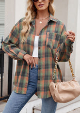 Vintage Plaid Button Down Flannel Top