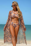 Boho Paisley Print 3-Piece Swim Set Orange - Swimwear from Cindelily
