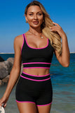 Contrast Trim 2-Piece Sporty Swim Shorts Set - Swimwear from Cindelily