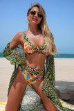 Leopard & Tropical Print 3-Piece Swim Set - Swimwear from Cindelily