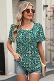 Floral Print Pleated-Front T-shirt