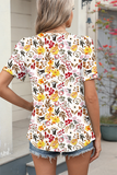 Floral Print Pleated-Front T-shirt